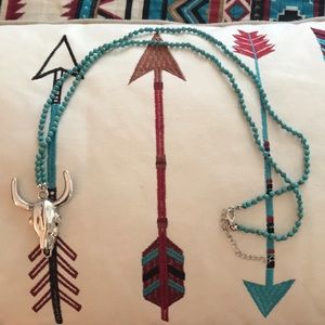 Bull skull turquoise necklace